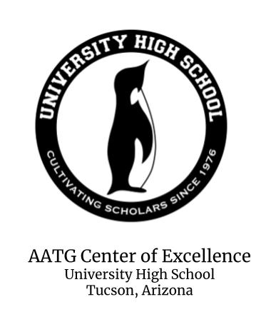 University High School logo with AATG Center of Excellence